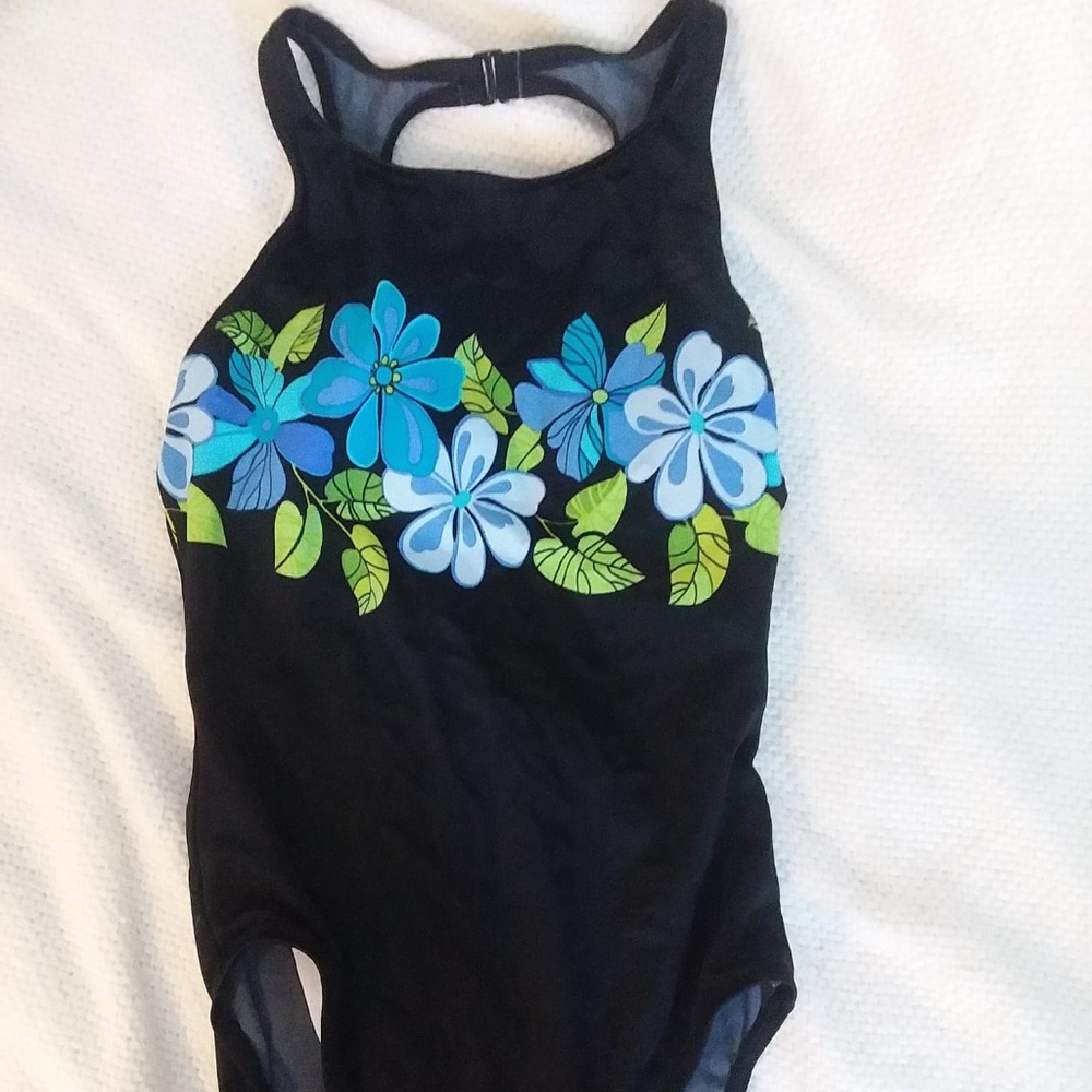 One Piece Open-Back Tropical Swimsuit